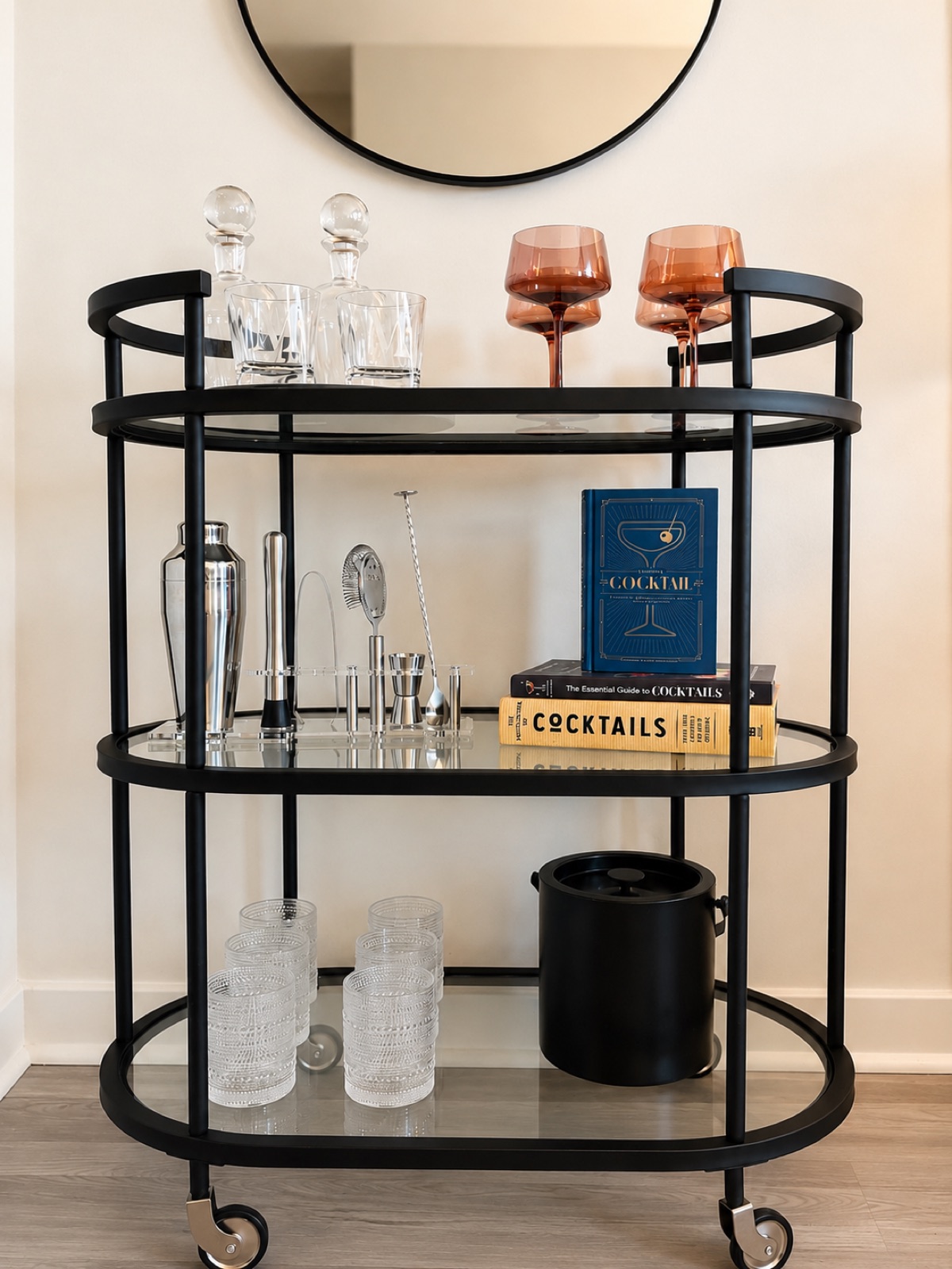 Moorefield, styled bar cart vignette